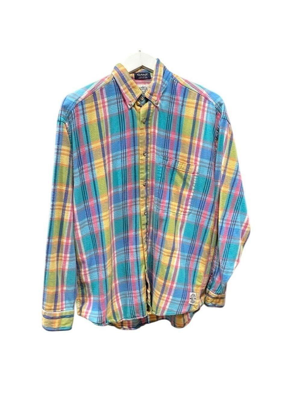 Grant Salty Dog Washed Plaid Flannel Button Front Shirt SZ M Spring Summer